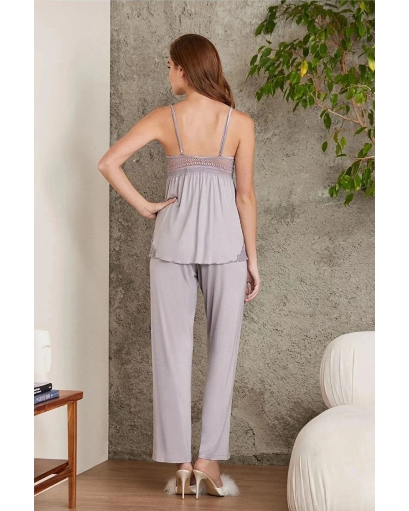 Pierre Cardin 2820 Kadın Royal Dantelli Penye 3'lü Sabahlıklı Pijama Takım