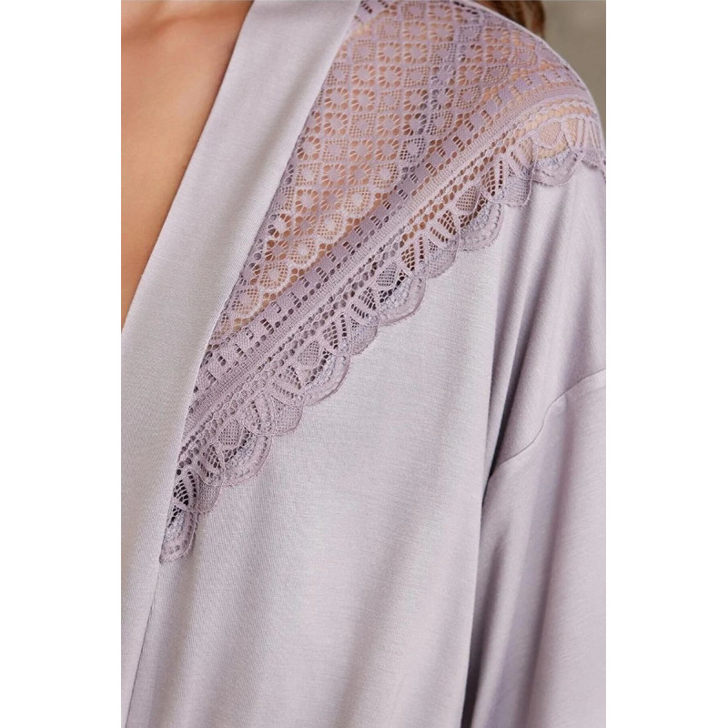 Pierre Cardin 2820 Kadın Royal Dantelli Penye 3'lü Sabahlıklı Pijama Takım