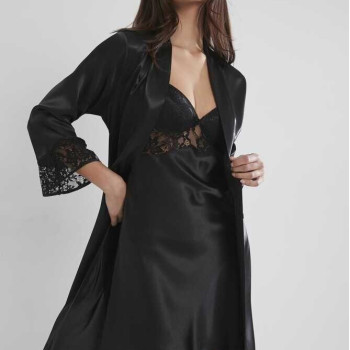 Pierre Cardin Siyah 2li Balensiz Kaplı Gecelik Sabahlık 4075