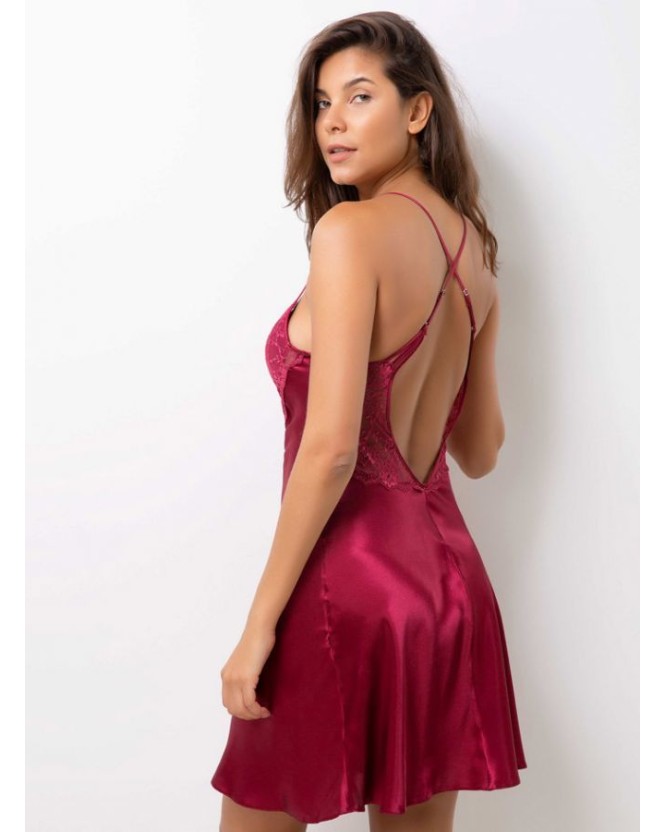 Pierre Cardin 2li Bordo Saten Kısa Gecelik Sabahlık 4300 Pierre Cardin 2li Bordo Saten Kısa Gecelik Sabahlık 4300