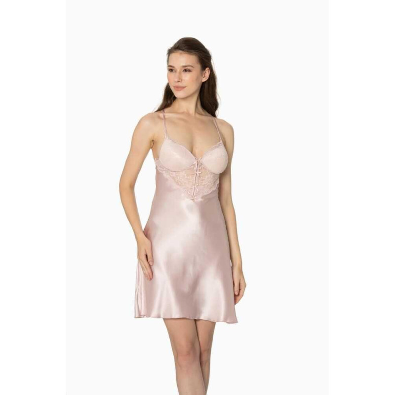Pierre Cardin 2li Pudra Saten Kısa Gecelik Sabahlık 4300 