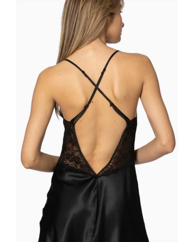 Pierre Cardin 2li Siyah Saten Kısa Gecelik Sabahlık 4300