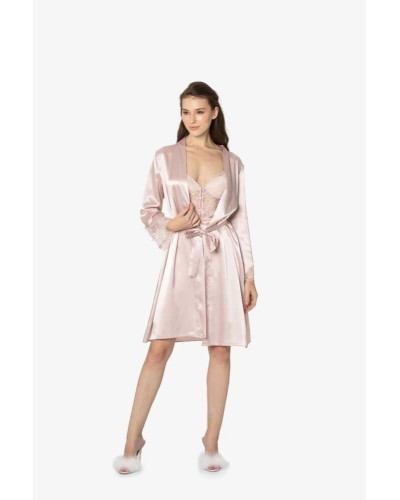 Pierre Cardin 2li İnci Saten Kısa Gecelik Sabahlık 4300