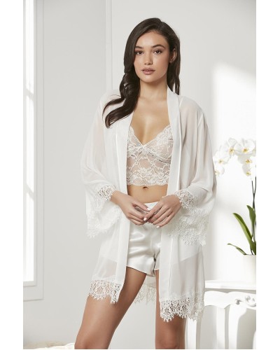 Pierre Cardin 4lü Gecelik Sabahlık Şort Çeyiz Set 7005 Ekru