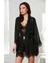 Pierre Cardin 4lü Gecelik Sabahlık Şort Çeyiz Set 7005 Siyah Pierre Cardin 4lü Gecelik Sabahlık Şort Çeyiz Set 7005 Siyah