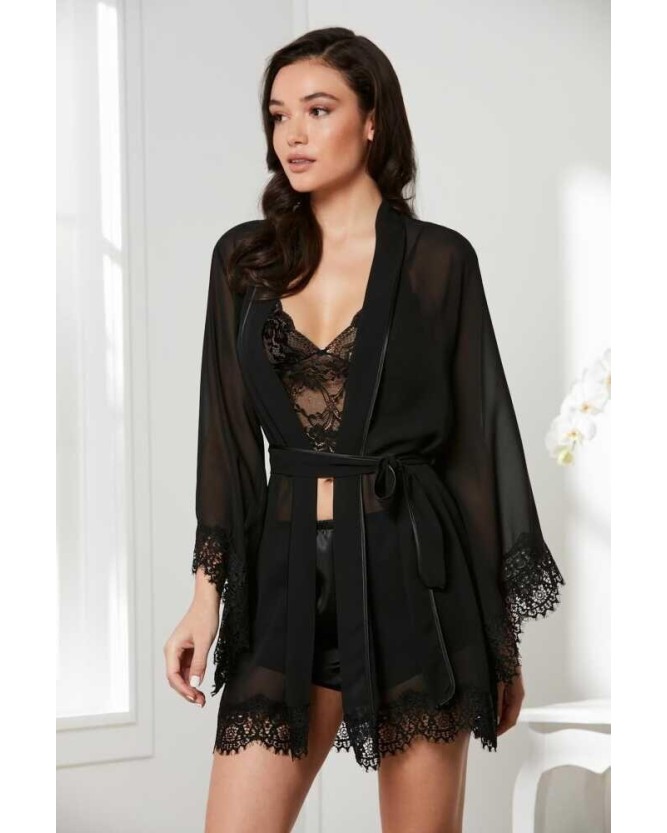 Pierre Cardin 4lü Gecelik Sabahlık Şort Çeyiz Set 7005 Siyah Pierre Cardin 4lü Gecelik Sabahlık Şort Çeyiz Set 7005 Siyah
