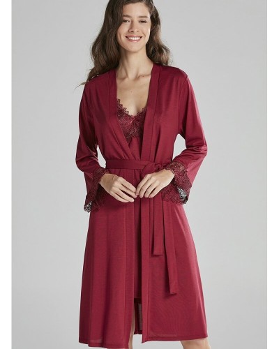 Pierre Cardin 5040 6'lı Modal Gecelik Sabahlık Çeyiz Seti Bordo