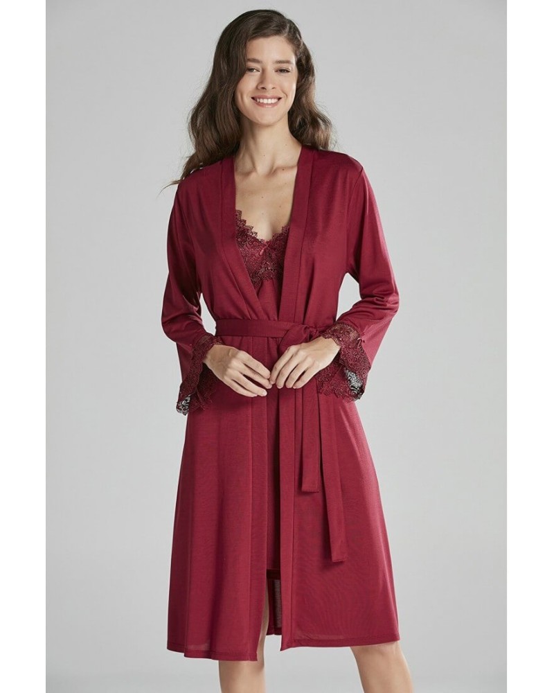 Pierre Cardin 5040 6'lı Modal Gecelik Sabahlık Çeyiz Seti Bordo