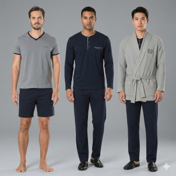 Pierre Cardin 5595 5'li Röpteşambır Pijama Seti - Gri