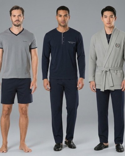 Pierre Cardin 5595 5'li Röpteşambır Pijama Seti - Gri
