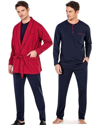 Pierre Cardin 5605 3'lü Röpteşambır Pijama Seti - Bordo
