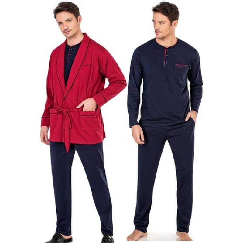 Pierre Cardin 5605 3'lü Röpteşambır Pijama Seti - Bordo Pierre Cardin 5605 3'lü Röpteşambır Pijama Seti - Bordo