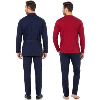 Pierre Cardin 5605 3'lü Röpteşambır Pijama Seti - Lacivert Pierre Cardin 5605 3'lü Röpteşambır Pijama Seti - Lacivert