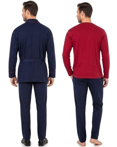 Pierre Cardin 5605 3'lü Röpteşambır Pijama Seti - Lacivert Pierre Cardin 5605 3'lü Röpteşambır Pijama Seti - Lacivert