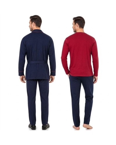 Pierre Cardin 5605 3'lü Röpteşambır Pijama Seti - Lacivert Pierre Cardin 5605 3'lü Röpteşambır Pijama Seti - Lacivert