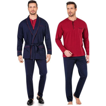 Pierre Cardin 5605 3'lü Röpteşambır Pijama Seti  - Lacivert