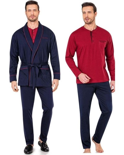 Pierre Cardin 5605 3'lü Röpteşambır Pijama Seti  - Lacivert