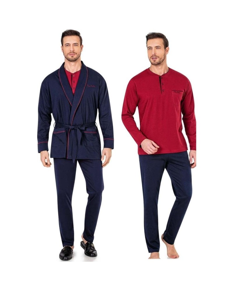 Pierre Cardin 5605 3'lü Röpteşambır Pijama Seti - Lacivert Pierre Cardin 5605 3'lü Röpteşambır Pijama Seti - Lacivert
