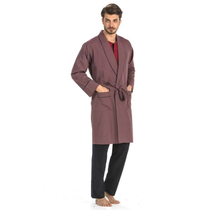 Pierre Cardin 5li Penye Robdöşambr Damat Pijama Set 5560 Bordo