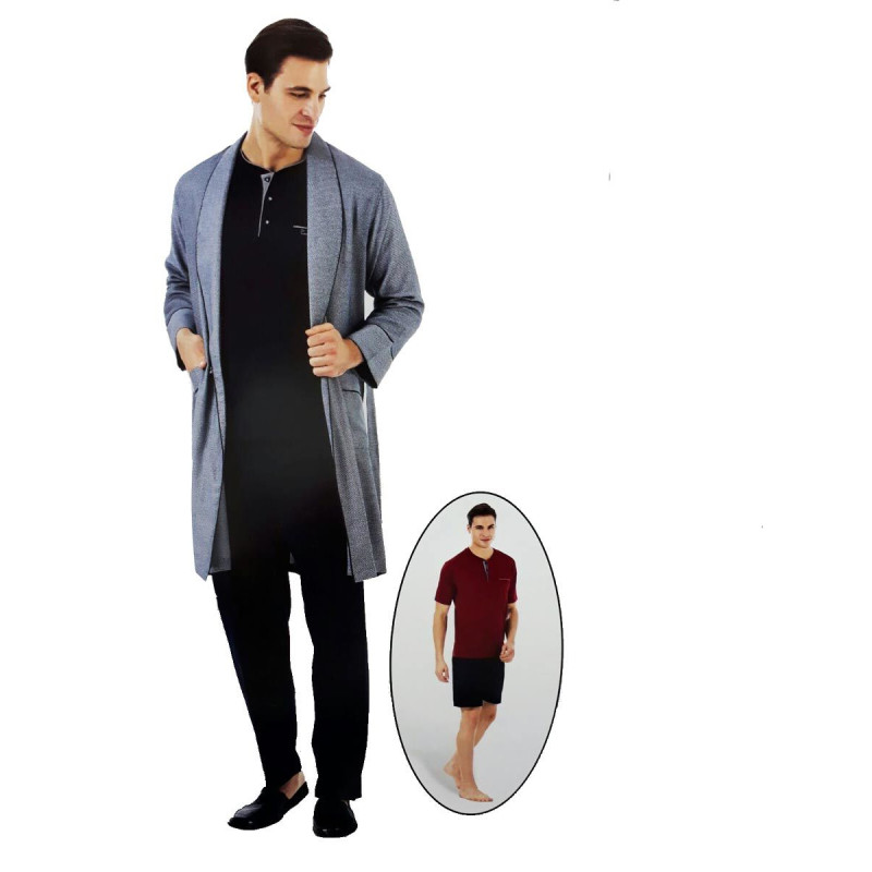 Pierre Cardin 5li Penye Robdöşambr Şort Pijama Set 5590 Pierre Cardin 5li Penye Robdöşambr Şort Pijama Set 5590