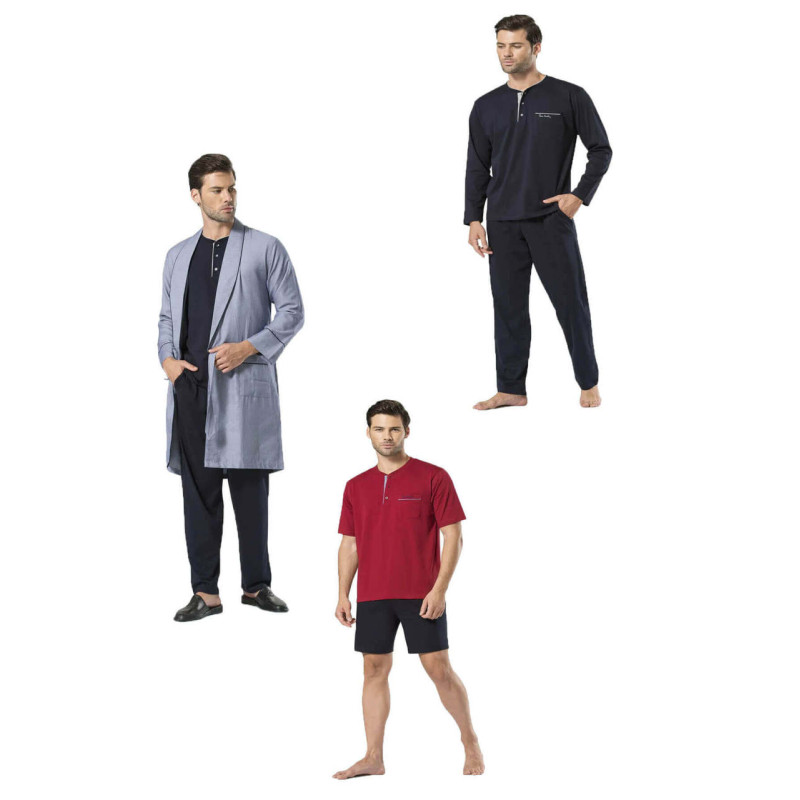 Pierre Cardin 5li Penye Robdöşambr Şort Pijama Set 5590 Pierre Cardin 5li Penye Robdöşambr Şort Pijama Set 5590