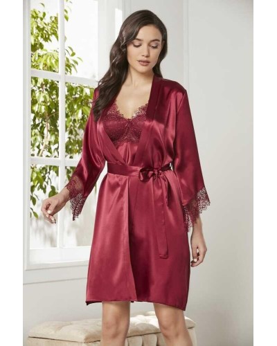 Pierre Cardin 6'lı Bordo Kısa Gecelik Sabahlık Çeyiz Set 6040