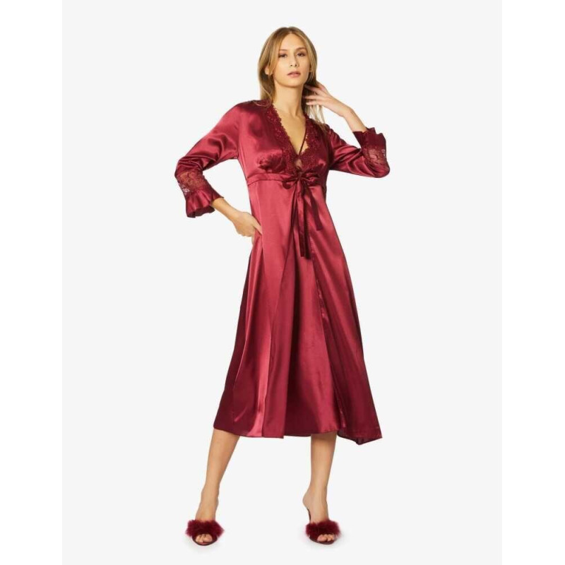Pierre Cardin 6'lı Bordo Uzun Gecelik Sabahlık Set 6025