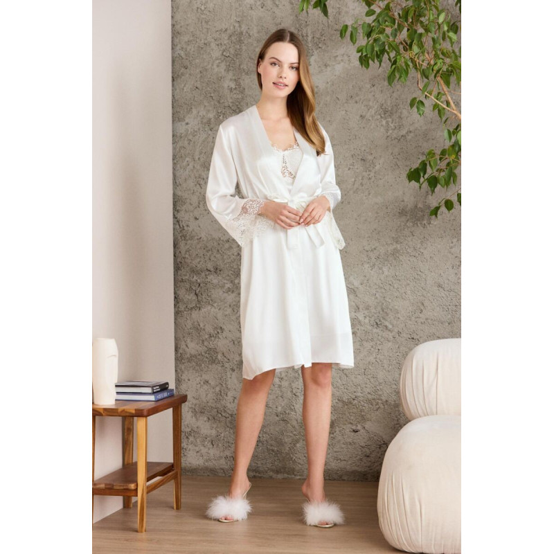 Pierre Cardin 6'lı Ekru Kısa Gecelik Sabahlık Çeyiz Set 6040