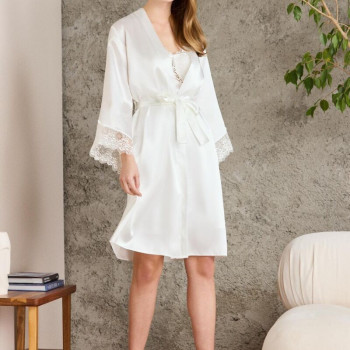 Pierre Cardin 6'lı Ekru Kısa Gecelik Sabahlık Çeyiz Set 6040