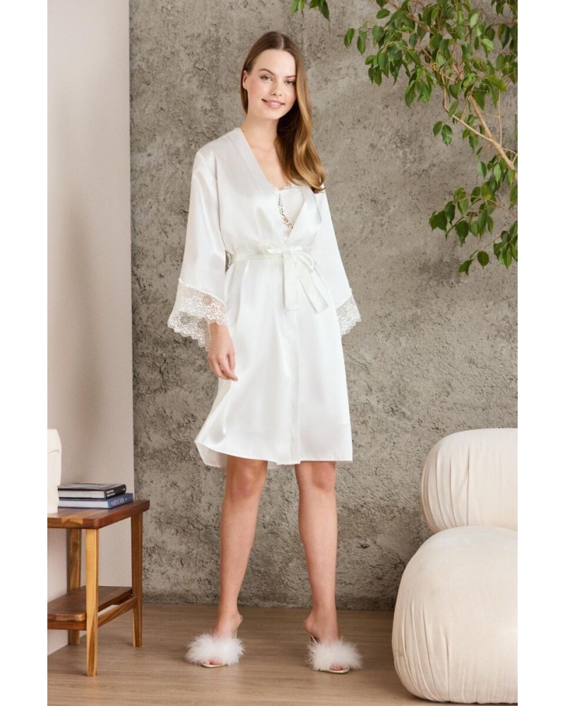 Pierre Cardin 6'lı Ekru Kısa Gecelik Sabahlık Çeyiz Set 6040 Pierre Cardin 6'lı Ekru Kısa Gecelik Sabahlık Çeyiz Set 6040