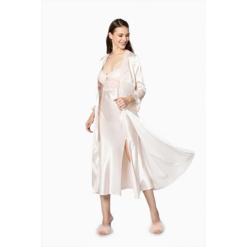 Pierre Cardin 6'lı İnci Uzun Gecelik Sabahlık Set 6025