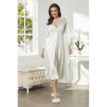 Pierre Cardin 6'lı Kaplı Gecelik Sabahlık Set 6425 ekru