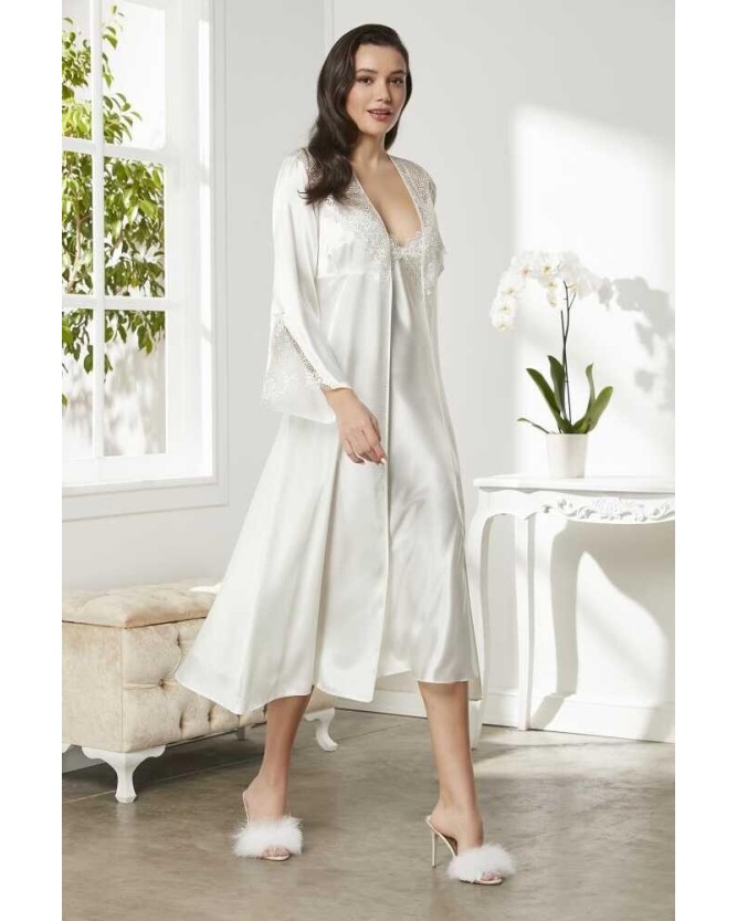 Pierre Cardin 6'lı Kaplı Gecelik Sabahlık Set 6425 ekru Pierre Cardin 6'lı Kaplı Gecelik Sabahlık Set 6425 ekru