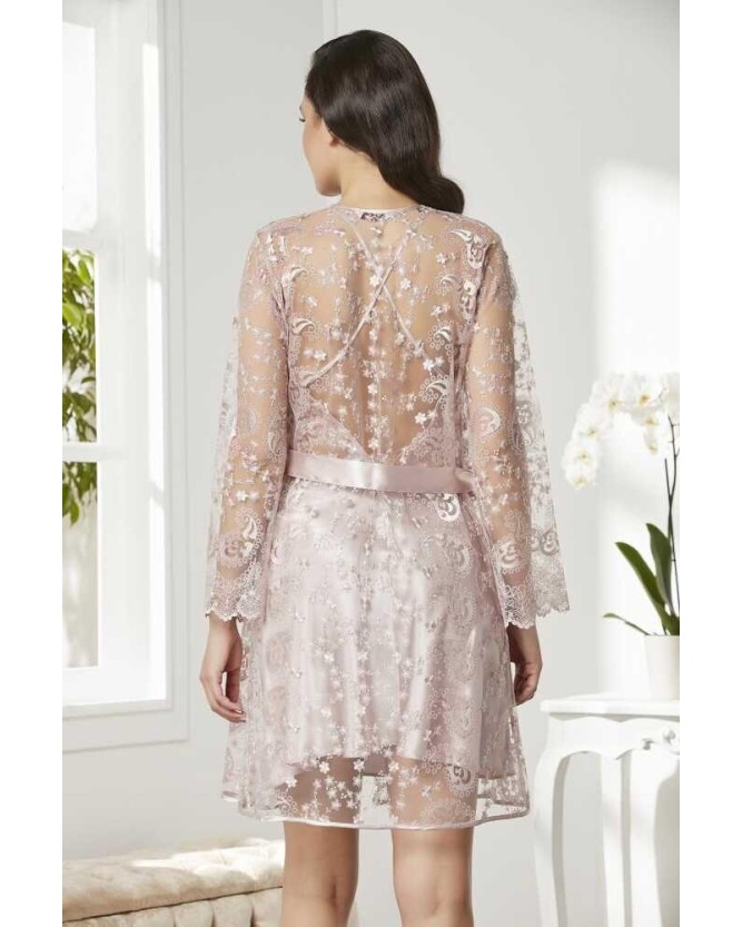 Pierre Cardin 6'lı Kaplı Midi Gecelik Sabahlık Set 6225 Pudra Pierre Cardin 6'lı Kaplı Midi Gecelik Sabahlık Set 6225 Pudra