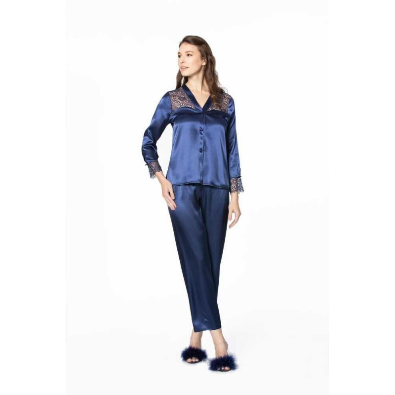 Pierre Cardin 6'lı Kaplı Midi Lacivert Gecelik Sabahlık Set 6625 Pierre Cardin 6'lı Kaplı Midi Lacivert Gecelik Sabahlık Set 6625