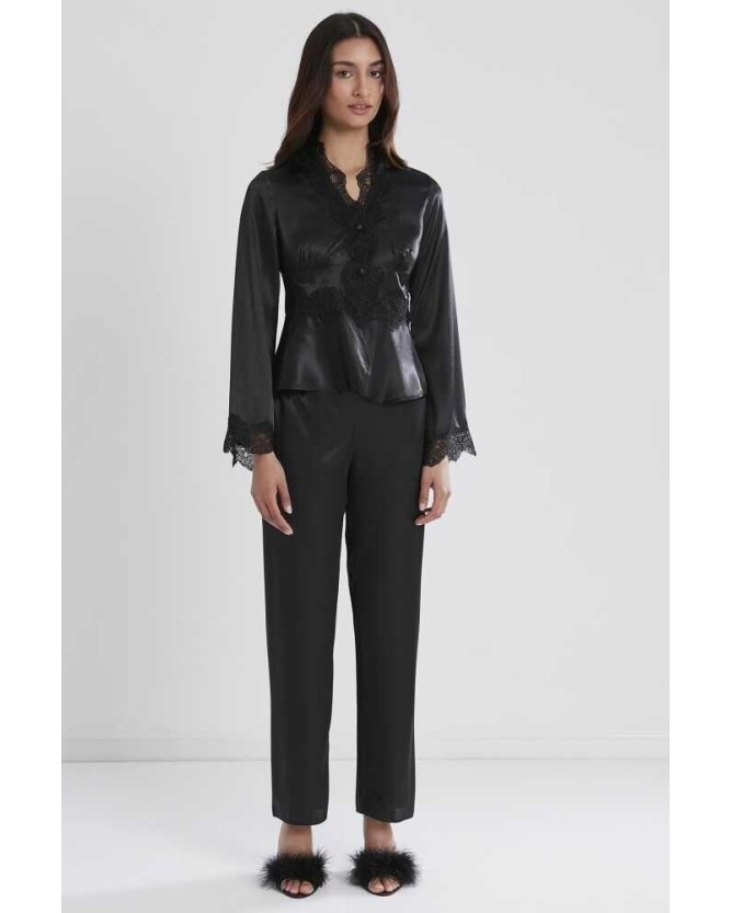 Pierre Cardin 6'lı Midi Gecelik Sabahlık Set 6335 Siyah Pierre Cardin 6'lı Midi Gecelik Sabahlık Set 6335 Siyah