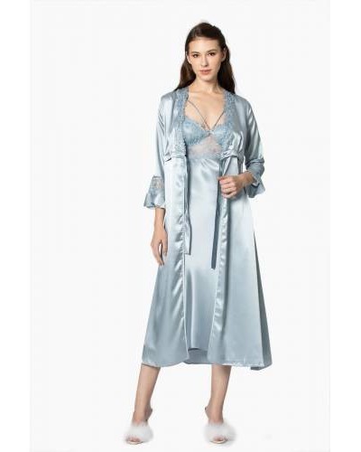 Pierre Cardin 6'lı Saten Gecelik Sabahlık Çeyiz Seti 6010 Mist