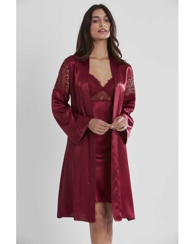 Pierre Cardin 6'lı Saten Gecelik Sabahlık Çeyiz Seti 6955 Bordo