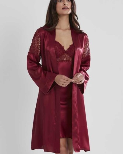 Pierre Cardin 6'lı Saten Gecelik Sabahlık Çeyiz Seti 6955 Bordo