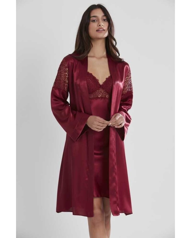 Pierre Cardin 6'lı Saten Gecelik Sabahlık Çeyiz Seti 6955 Bordo