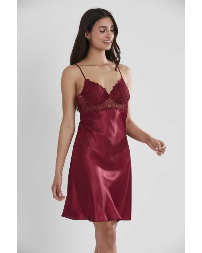 Pierre Cardin 6'lı Saten Gecelik Sabahlık Çeyiz Seti 6955 Bordo