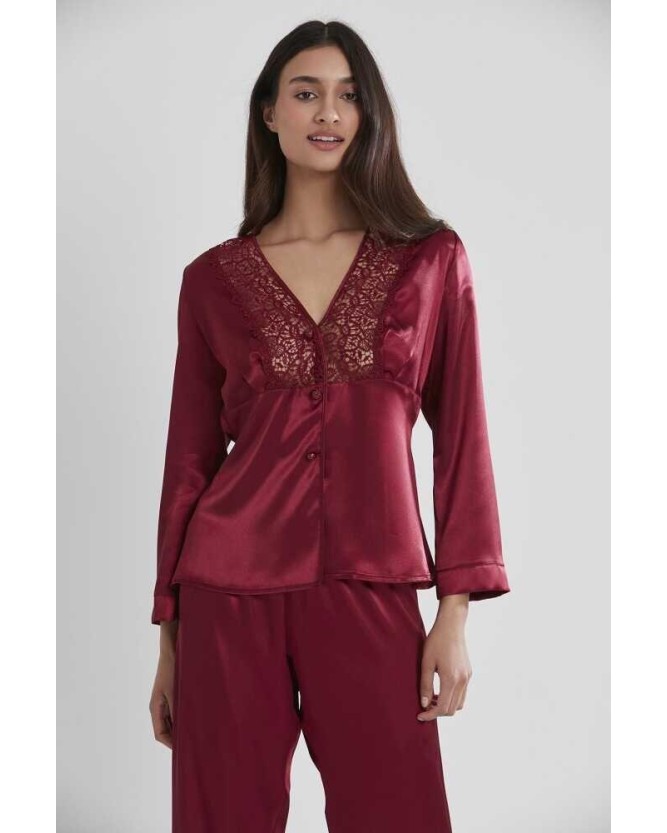 Pierre Cardin 6'lı Saten Gecelik Sabahlık Çeyiz Seti 6955 Bordo