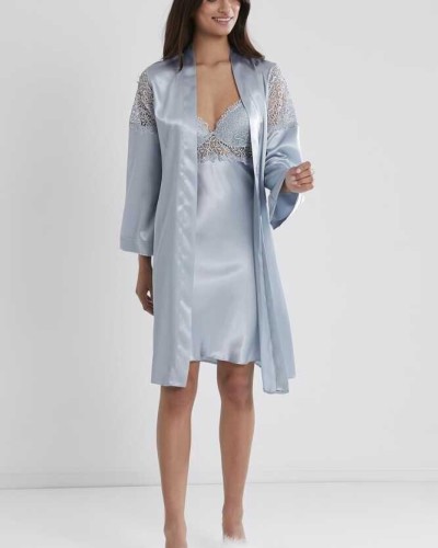 Pierre Cardin 6'lı Saten Gecelik Sabahlık Çeyiz Seti 6955 mist