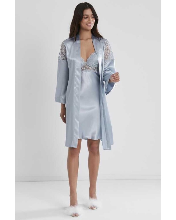 Pierre Cardin 6'lı Saten Gecelik Sabahlık Çeyiz Seti 6955 mist