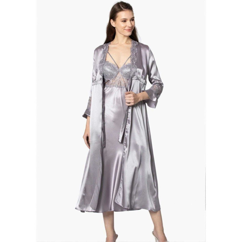 Pierre Cardin 6'lı Uzun Gecelik Sabahlık Set 6025 Royal Renk