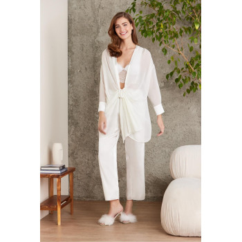 Pierre Cardin 7025 Ekru Kadın 4'lü Saten Takım Gelin Çeyiz Seti