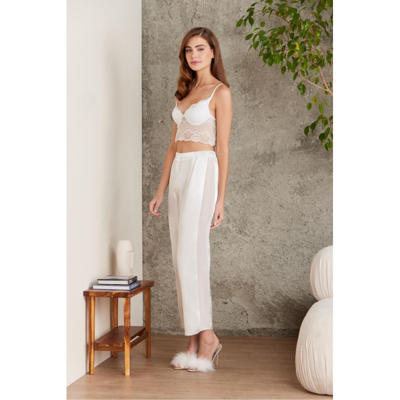 Pierre Cardin 7025 Ekru Kadın 4'lü Saten Takım Gelin Çeyiz Seti