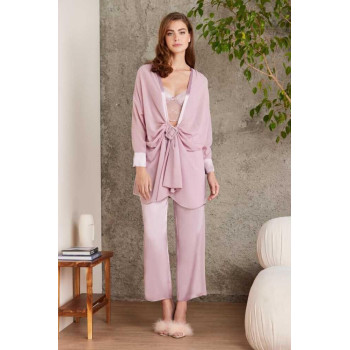 Pierre Cardin 7025 Kadın 4'lü Saten Takım Gelin Çeyiz Seti Rose