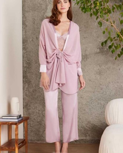 Pierre Cardin 7025 Kadın 4'lü Saten Takım Gelin Çeyiz Seti Rose