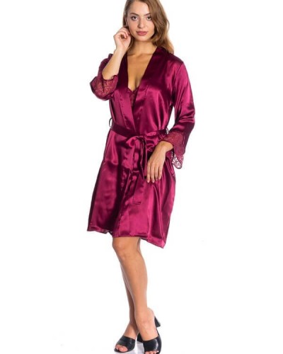 Pierre Cardin Bordo 2li Balensiz Kaplı Gecelik Sabahlık 4075